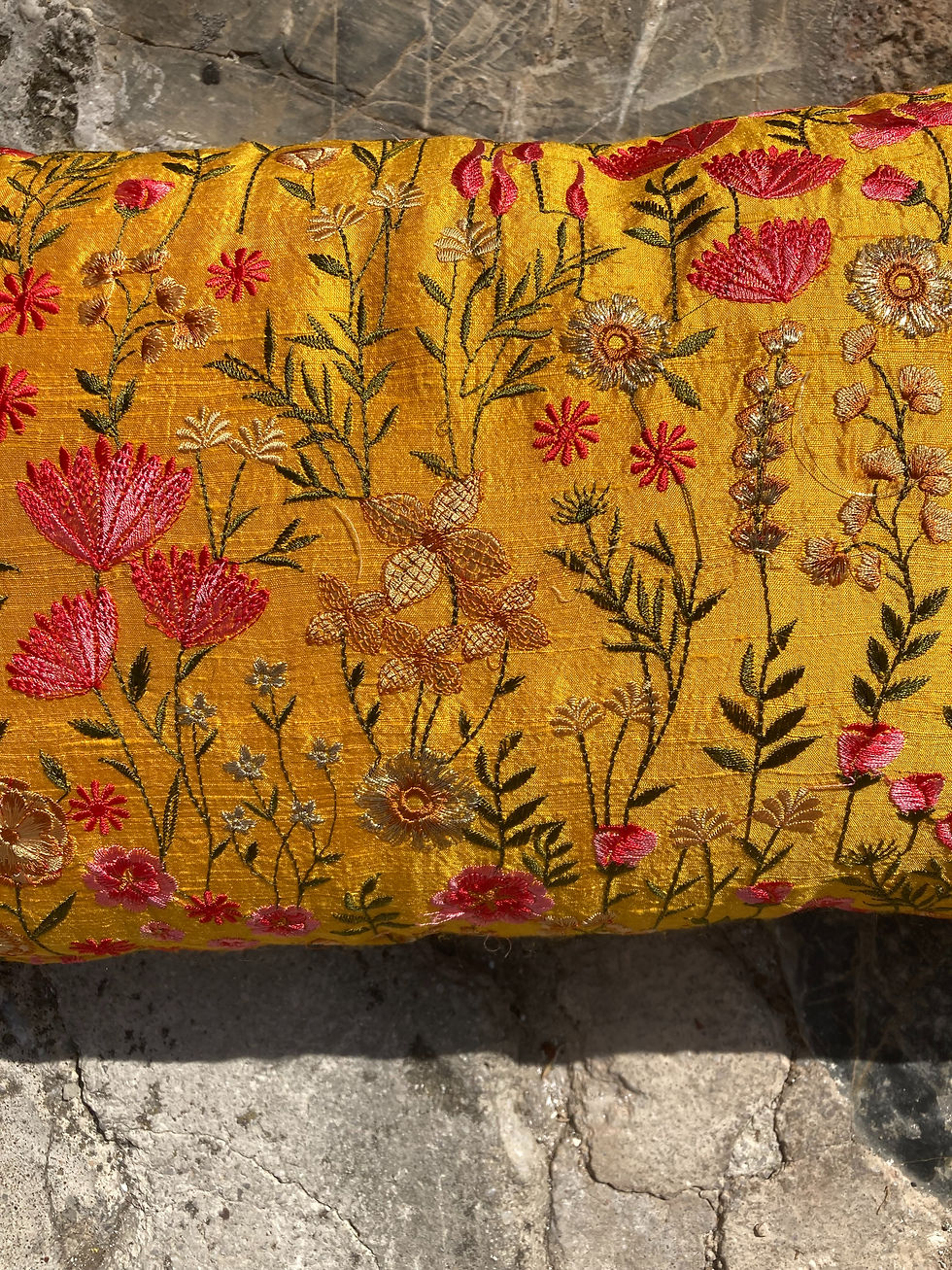 Thumbnail: EXOTIC EMBROIDERED SILK LUMBAR CUSHION