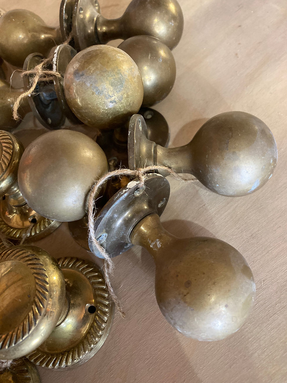 Thumbnail: VINTAGE BRASS DOOR KNOBS