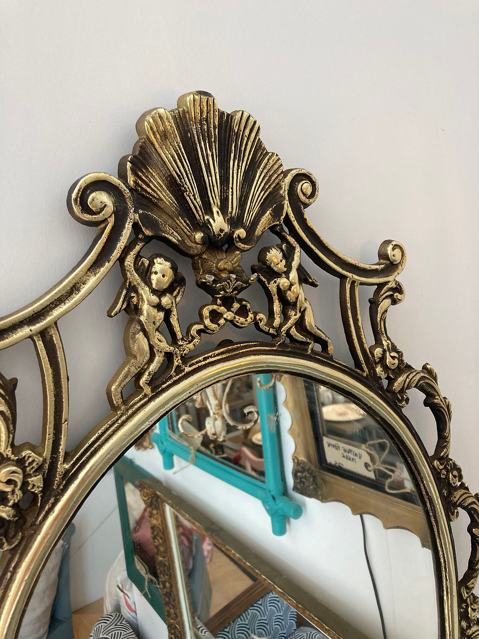 Thumbnail: ORNATE BRASS FRAME OVAL MIRROR