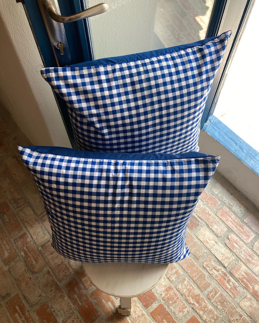 Thumbnail: CLASSIC BLUE & WHITE CHECK COTTON CUSHION
