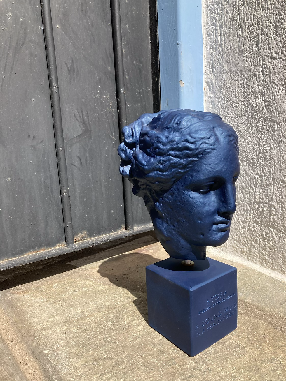 Thumbnail: METALLIC BLUE STATUE OF HYGEIA