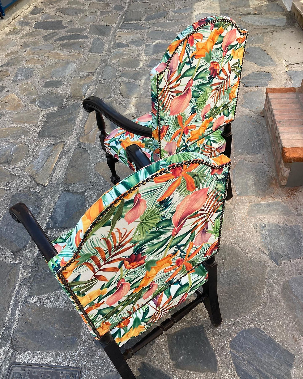 Thumbnail: VINTAGE TROPICAL HIGHBACK ARMCHAIR