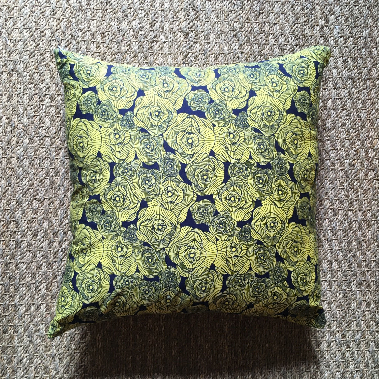 CONTEMPORARY CHARTREUSE JAPANESE COTTON PRINT CUSHION