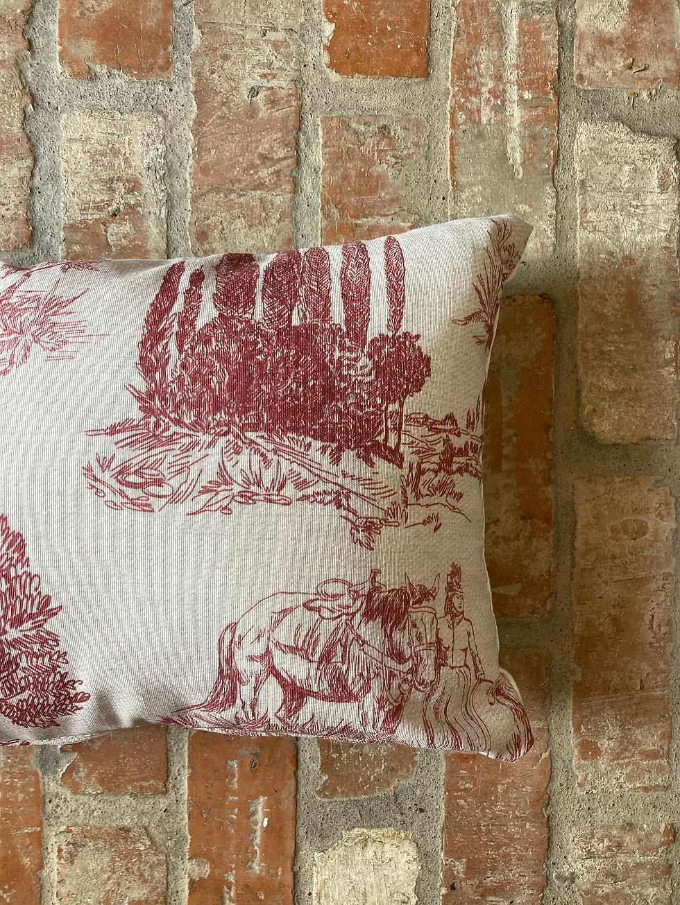 Thumbnail: VINTAGE STYLE TOILE LUMBAR CUSHION 