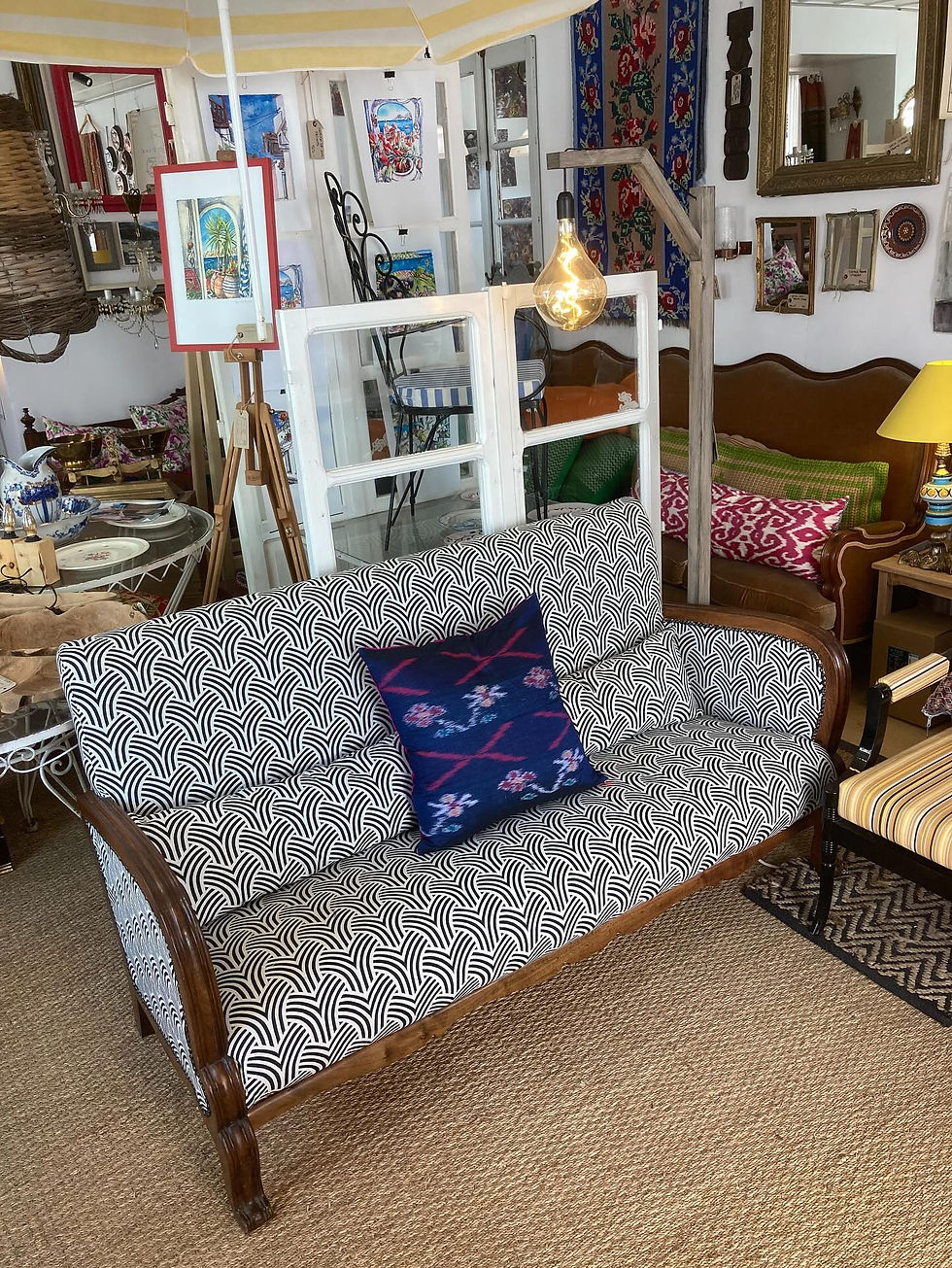 Thumbnail: ART DECO SOFA WITH CONTEMPORARY BLACK & WHITE UPHOLSTERY 