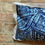 Thumbnail: MOROCCAN BLUE PRINTED COTTON CUSHION WITH CROTCHET TRIM 