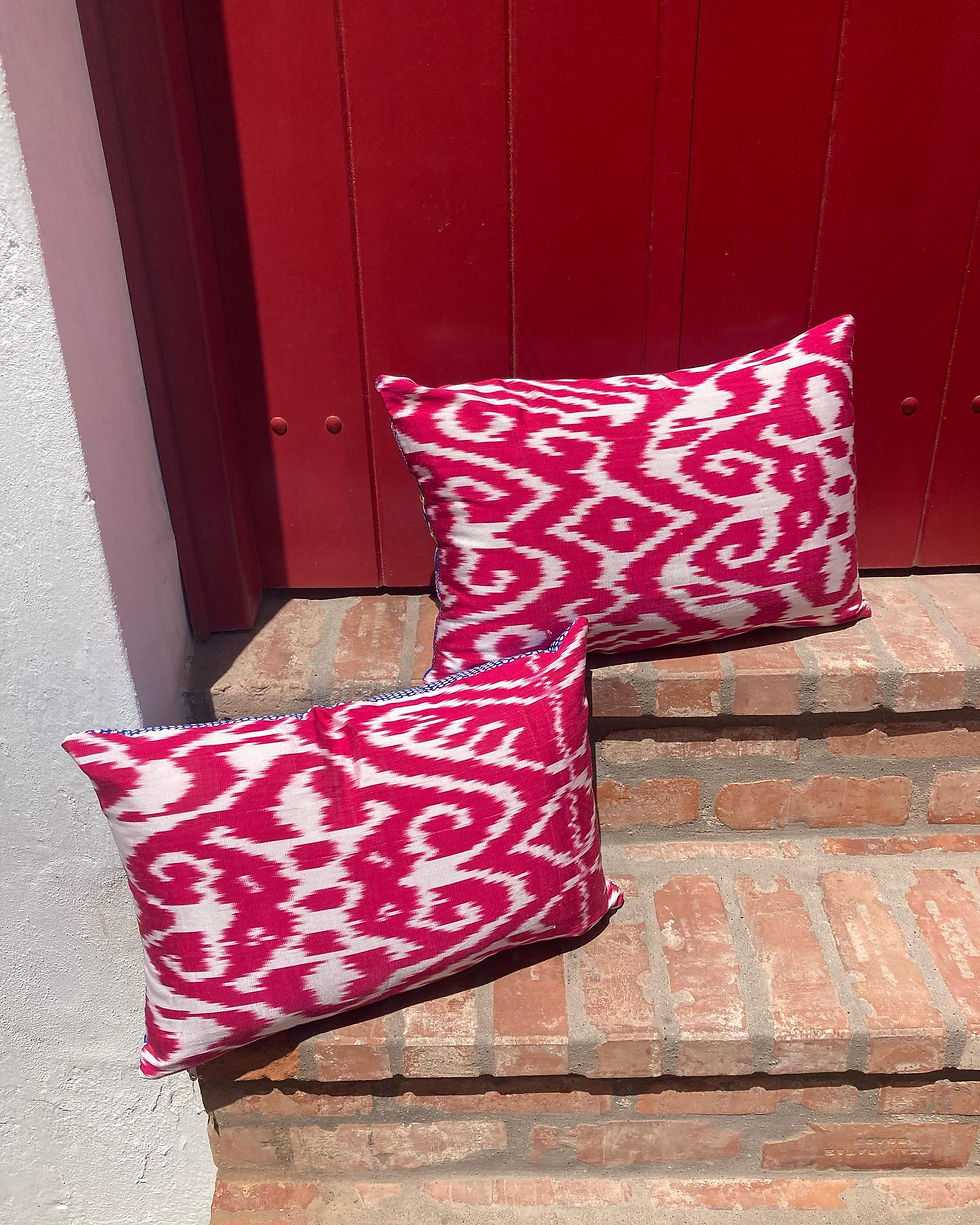 Thumbnail: HOT PINK INDONESIAN SILK IKAT CUSHION