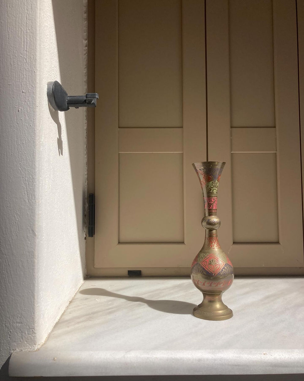 Thumbnail: COLOURFUL VINTAGE INDIAN BRASS VASE