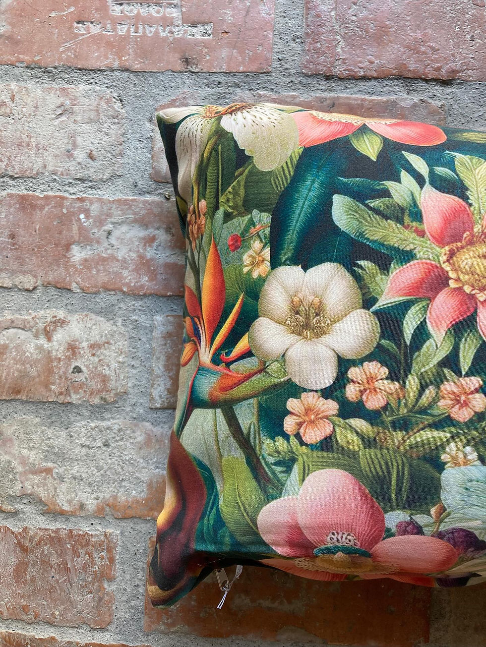 Thumbnail: LUXURIOUS ITALIAN COTTON JUNGLE PRINT LUMBAR CUSHION