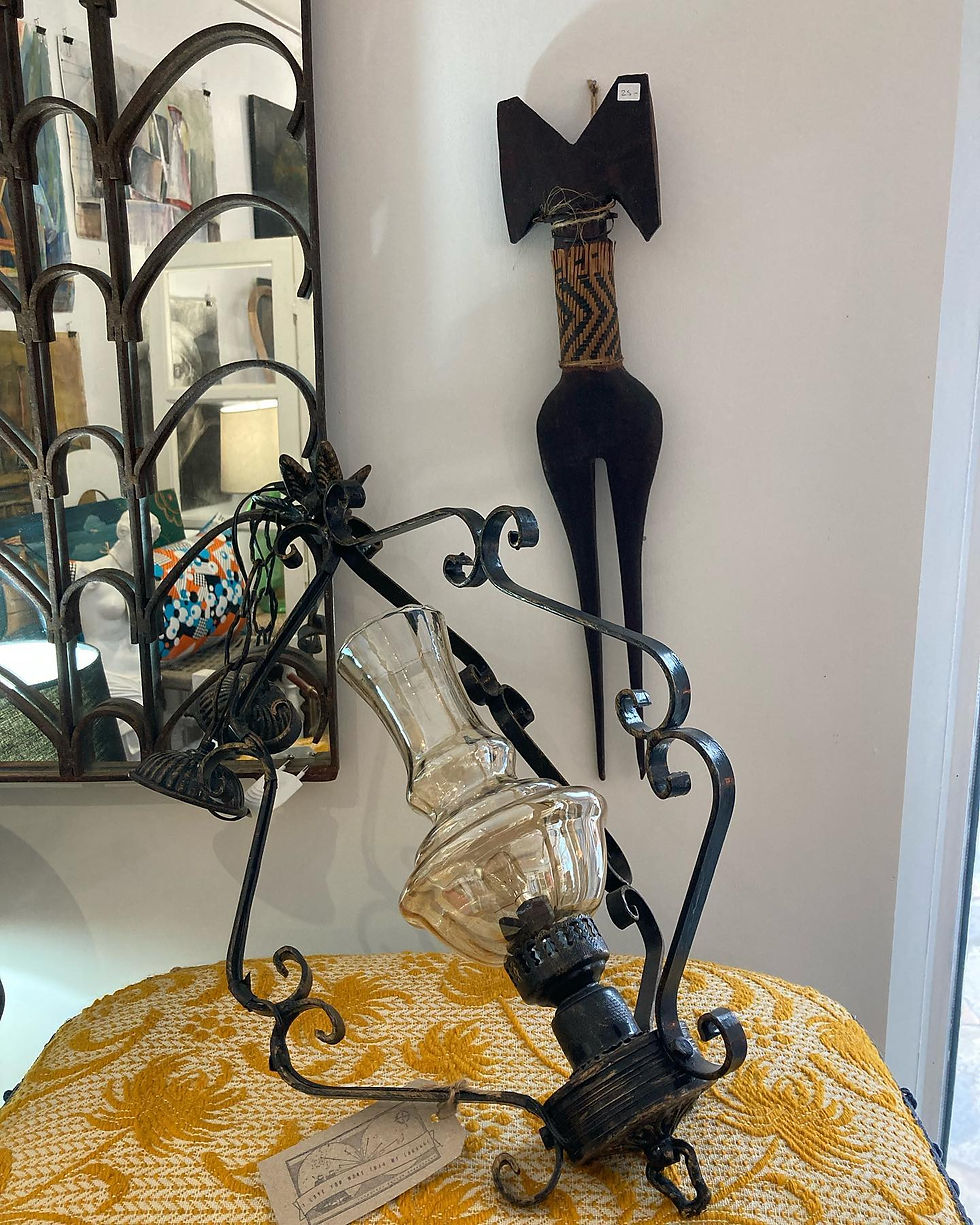 Thumbnail: VINTAGE FORGED IRON CAGE LANTERN