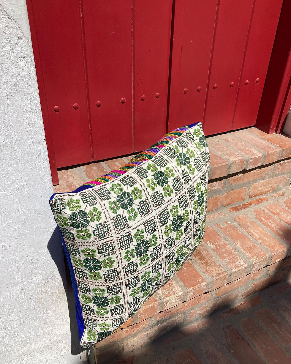 Thumbnail: VINTAGE VIBRANT GREEN CROSS STITCH CUSHION