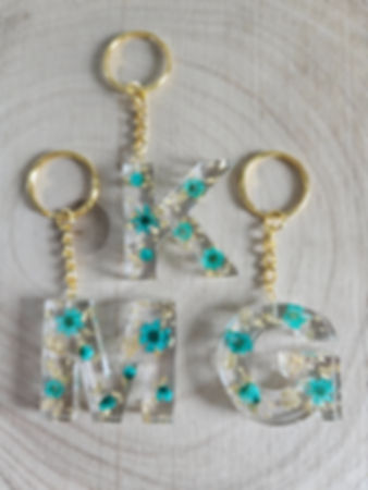 Floral Letter Keyring - Teal