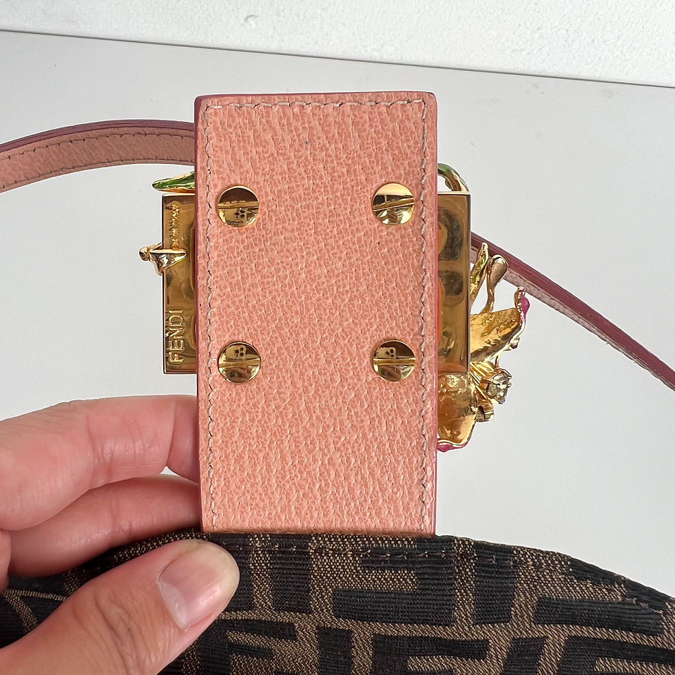 Thumbnail: FENDI Flower Clasp Mini Bucket Bag in Pink and Brown