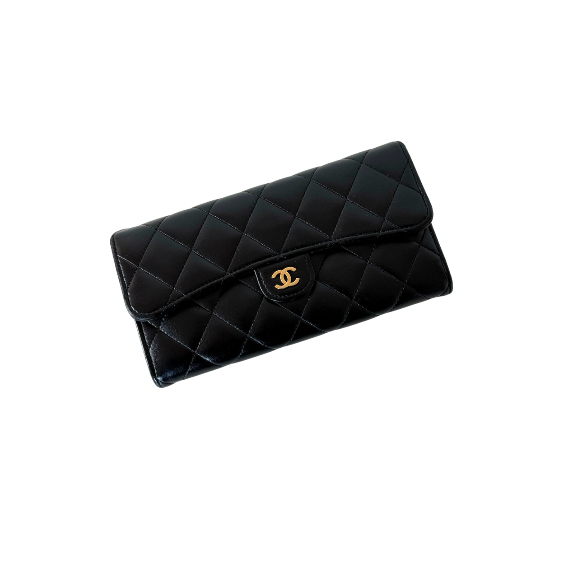 CHANEL Matelasse Quilted lambskin Flap Wallet with chain GHW