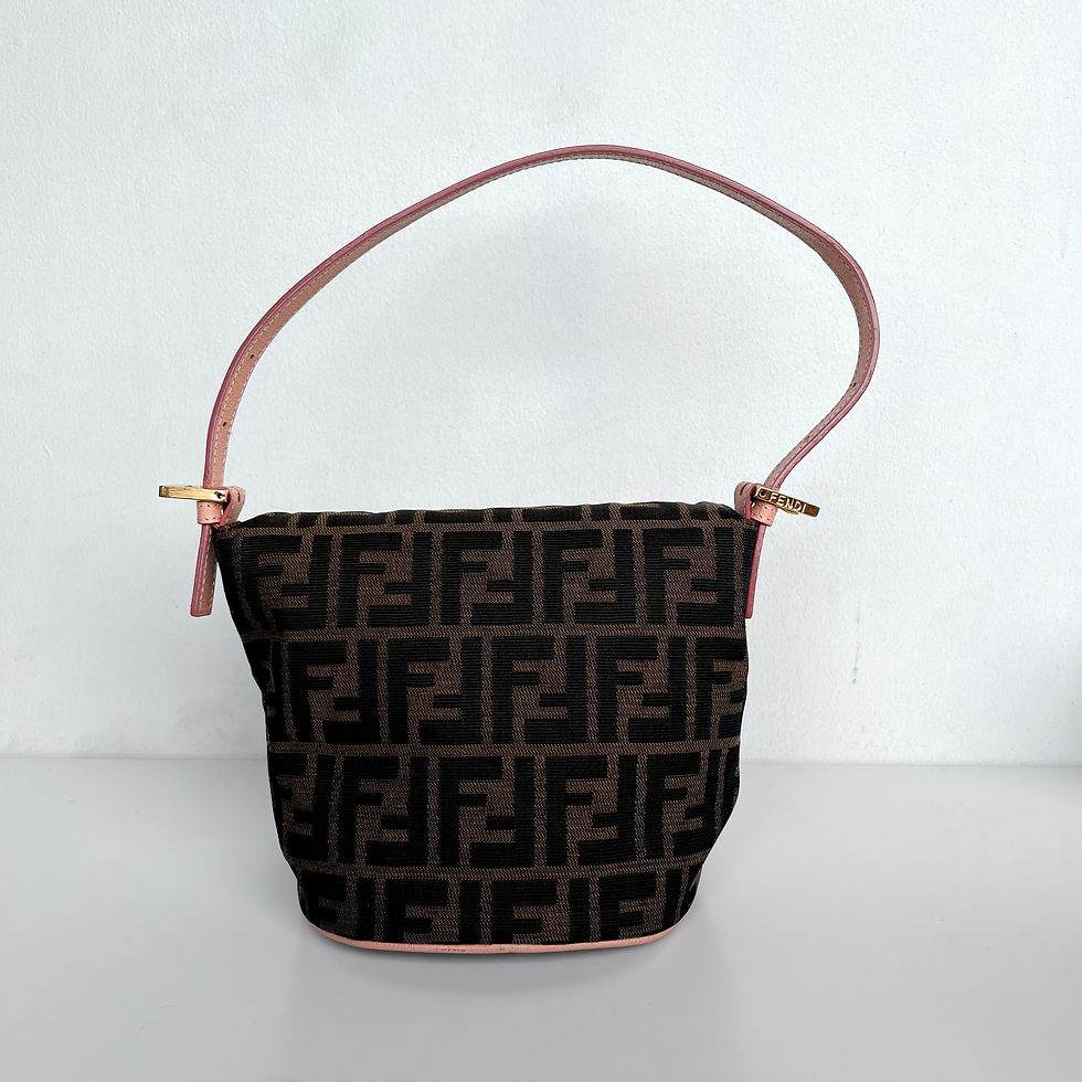 Thumbnail: FENDI Flower Clasp Mini Bucket Bag in Pink and Brown