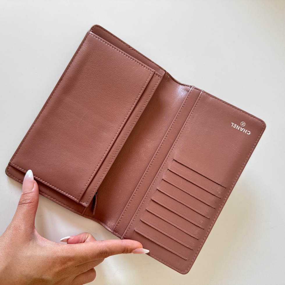 Thumbnail: CHANEL Leboy Bifold Wallet with Chain in Iridescent Pink