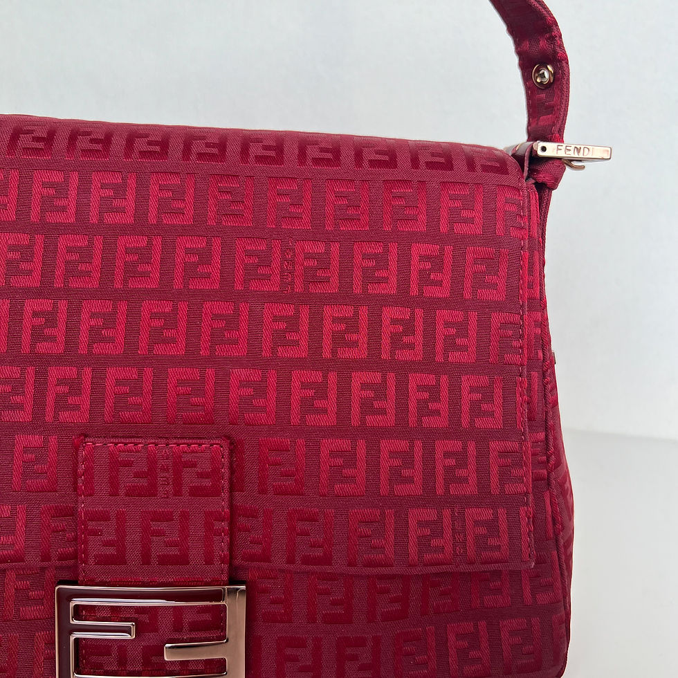 Thumbnail: RARE FENDI Zucchino Mamma Baguette in Red and Rose Gold Hardware