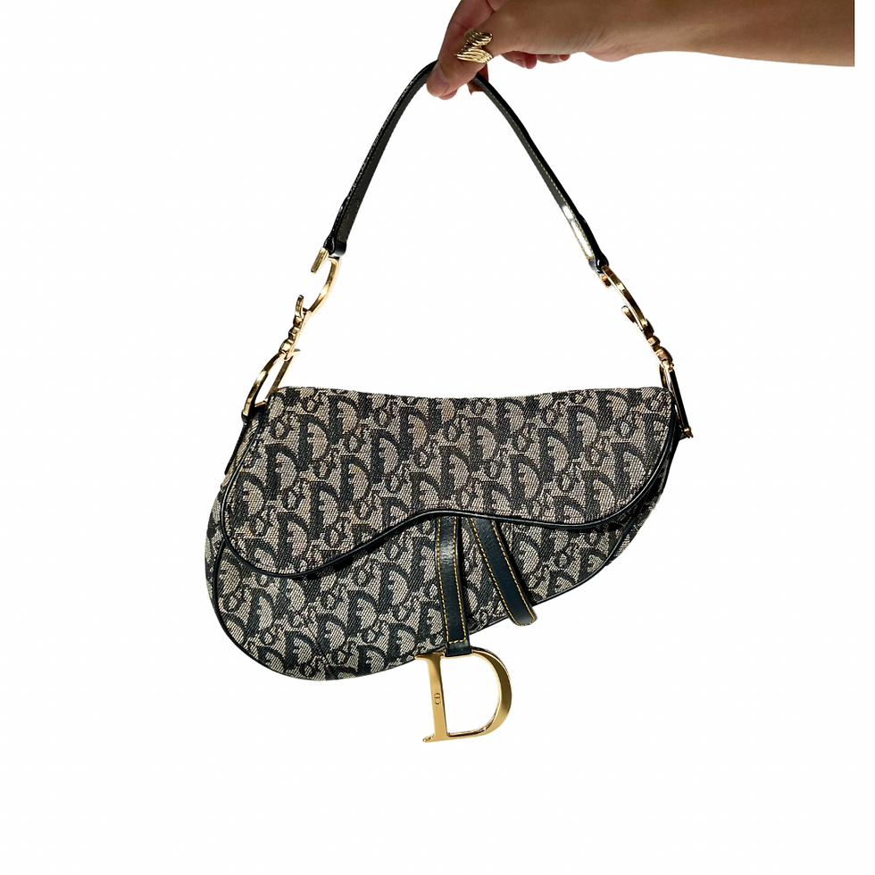 Thumbnail: CHRISTIAN DIOR Vintage Trotter Saddle Bag Navy