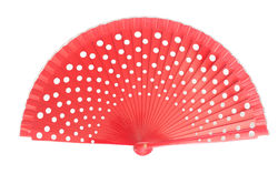 Abanico rojo lunar blanco