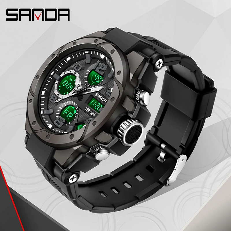 थंबनेल: Sport Men Watch Top Luxury Digital Pointer Clock Shockproof Stopwatch Report