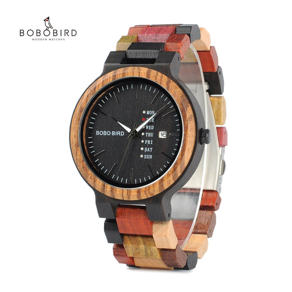 BOBO BIRD Couple watch Luxury Brand Wood Timepieces Week Date Display Quartz