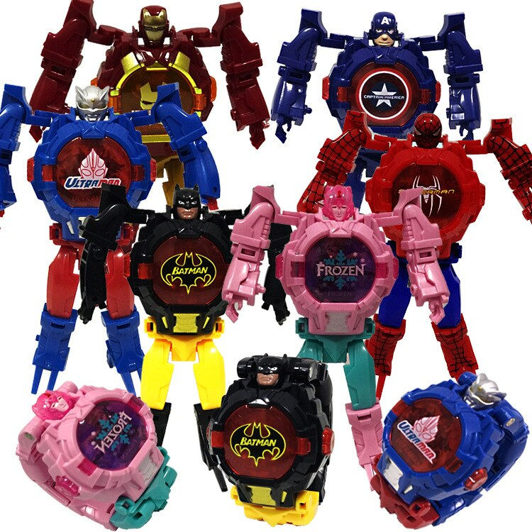 Miniatura: Light Digital Time Cartoon Robot Transformation Wristwatch Toy Mecha Robot