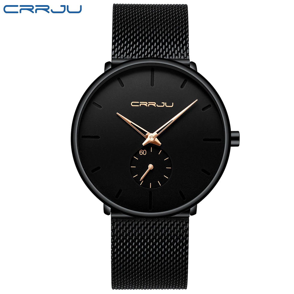 Thumbnail: CRRJU Fashion Mens Watches Top Brand Luxury Quartz Watch Men Casual Slim Mesh
