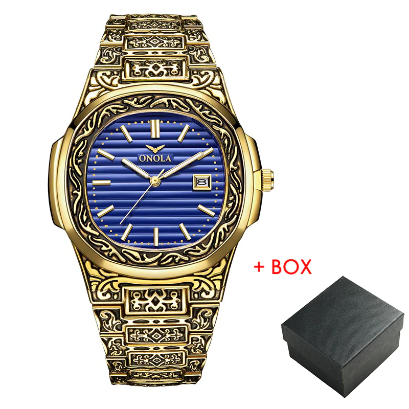 Миниатюра: Fashion quartz Man watch men Brand luxury Retro golden stainless steel watches