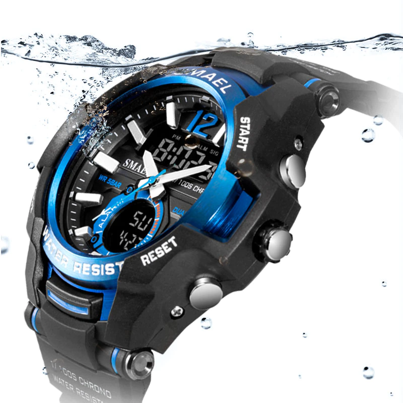 थंबनेल: SMAEL 2022 Men Watches Fashion Sport Super Cool Quartz LED Digital Watch 50M