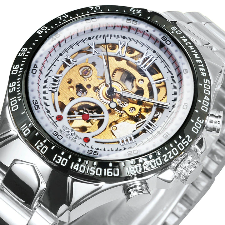 Miniatura: WINNER Official Men Mechanical Wristwatches Skeleton Watch Golden Mens Watches