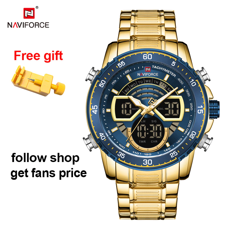 थंबनेल: NAVIFORCE Men's Military Sports Waterproof Watches Luxury Analog Quartz Digital 