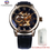 Thumbnail: Forsining 3d Logo Design Hollow Engraving Black Gold Case Leather Skeleton