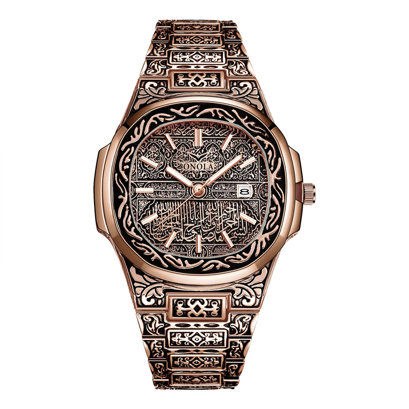 縮圖：Fashion quartz Man watch men Brand luxury Retro golden stainless steel watches