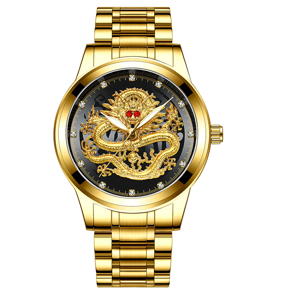 Thumbnail: New Golden Mens Watches Top Brand Luxury Chinese Dragon Watch Business Full