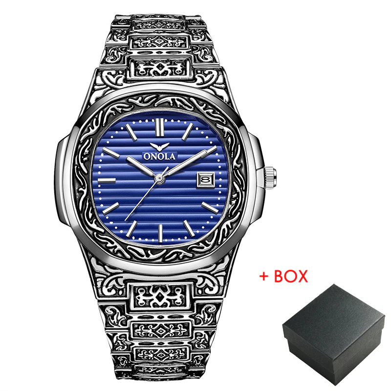 縮圖：Fashion quartz Man watch men Brand luxury Retro golden stainless steel watches