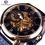 Thumbnail: Forsining 3d Logo Design Hollow Engraving Black Gold Case Leather Skeleton