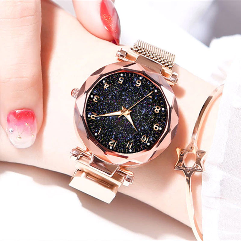 थंबनेल: Luminous Watches Starry Sky Watch Women's Luxury Magnetic Magnet Buckle Quartz