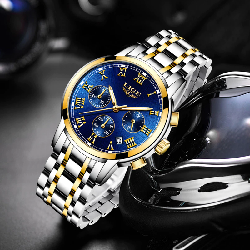 Thumbnail: LIGE New Watches Men Luxury Brand Chronograph Men Sports Watches Waterproof All 