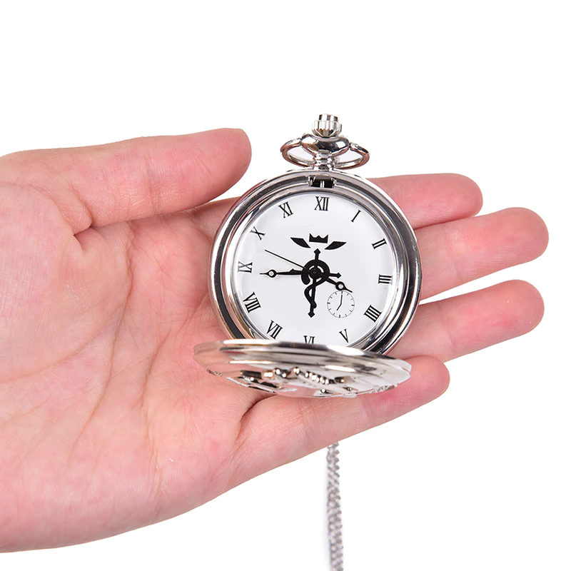 縮圖：High Quality Full Metal Alchemist Silver Watch Pendant Men's Quartz Pocket