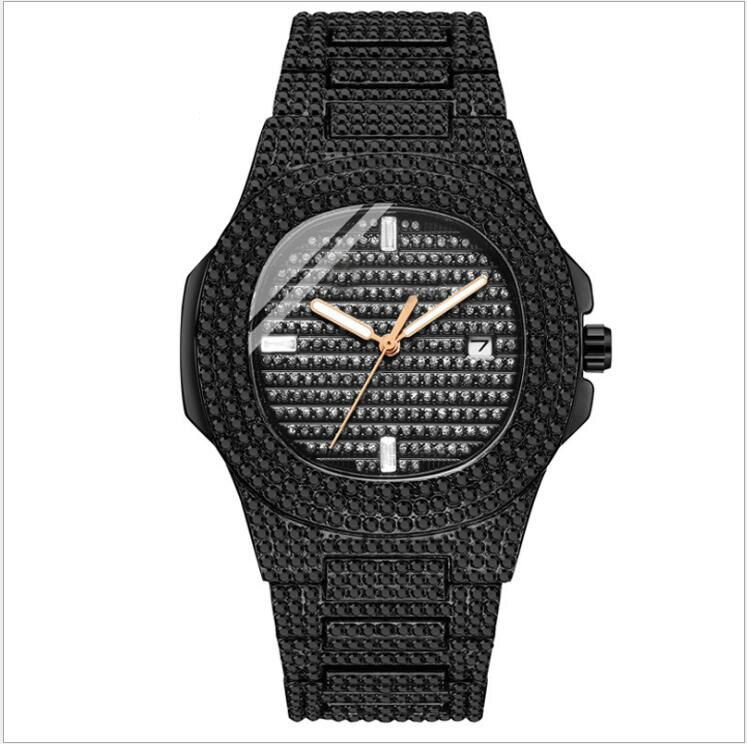 Thumbnail: HIP HOP Gold Watch Men Diamond Men Watches Top Brand Luxury Iced Out Male Quartz