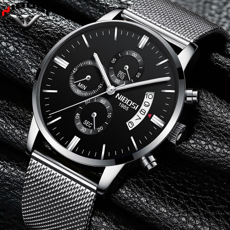 Thumbnail: NIBOSI Men Watches Top Brand Luxury Gold Calendar Luminous Watch Hands Relogio