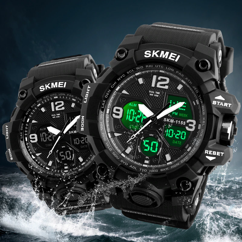 Thumbnail: New Fashion Men Sports Watches SKMEI Brand Quartz Analog LED Digital Military