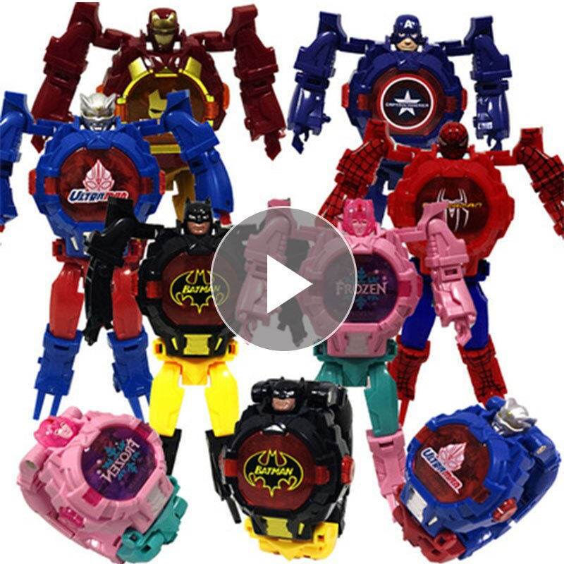 Miniatura: Light Digital Time Cartoon Robot Transformation Wristwatch Toy Mecha Robot