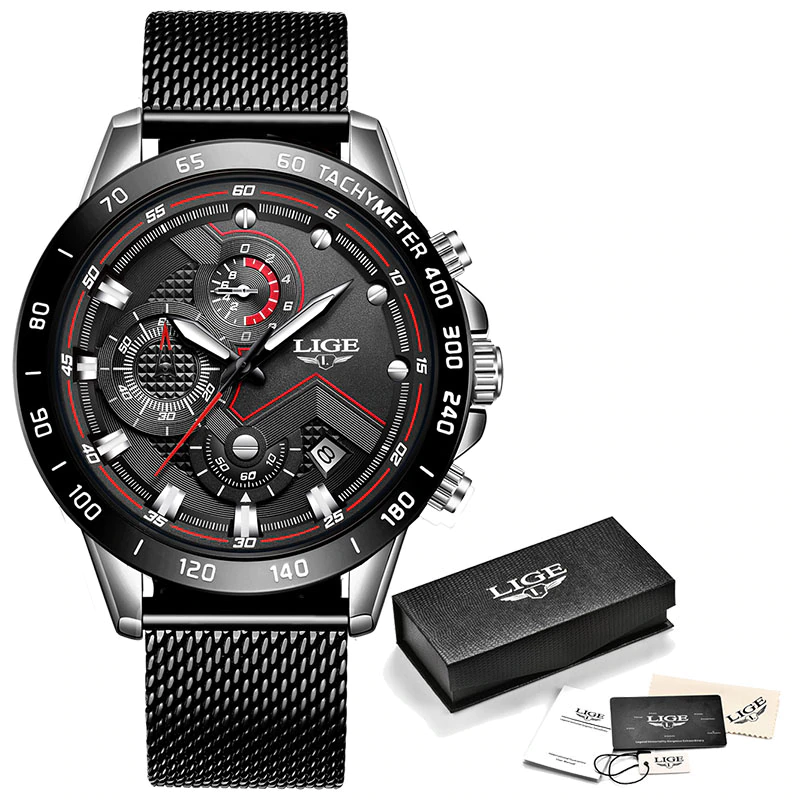 Miniature : LIGE Fashion Mens Watches Top Brand Luxury WristWatch Quartz Clock Blue Watch