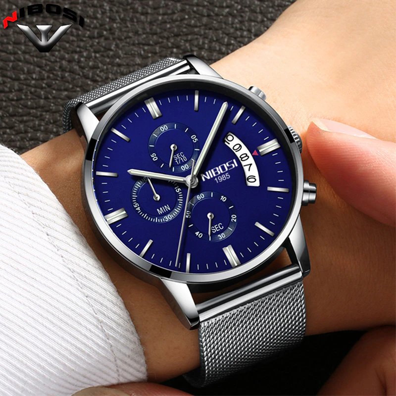 Thumbnail: NIBOSI Men Watches Top Brand Luxury Gold Calendar Luminous Watch Hands Relogio