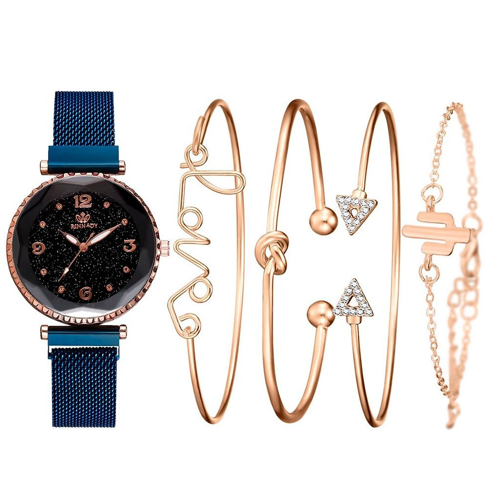 Thumbnail: 5pc/set Luxury Brand Women Watches Starry Sky Magnet Watch Buckle Fashion Casual