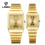 Thumbnail: Square Gold Watch Women Men Noble Quartz Wrist Watches Water Resistant Hand