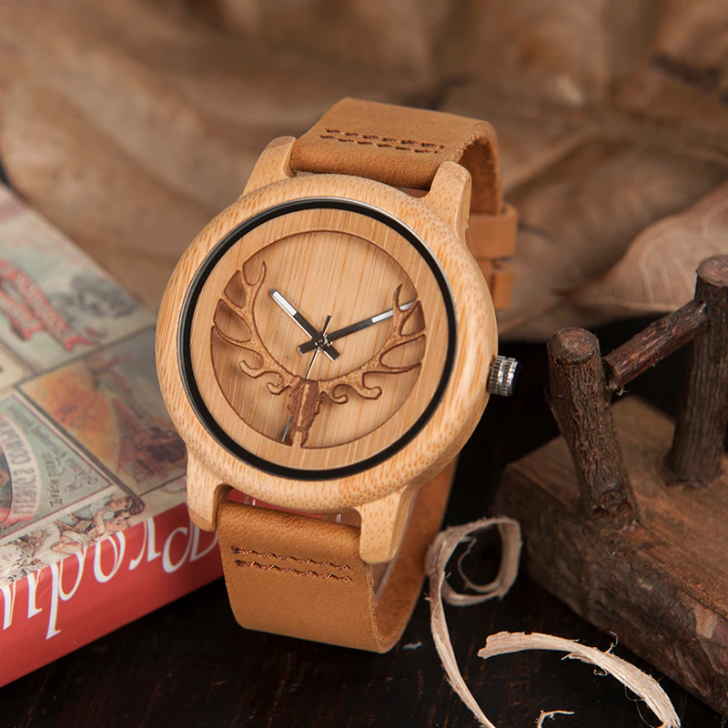 Thumbnail: BOBO BIRD Causal Bamboo Watches for Men and Women Bright Silicon Band montre