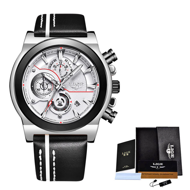 थंबनेल: LIGE Mens Watches Top Luxury Brand Waterproof Sport Wristwatch Chronograph