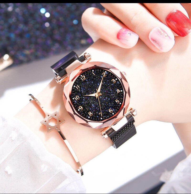 Thumbnail: Luminous Watches Starry Sky Watch Women's Luxury Magnetic Magnet Buckle Quartz